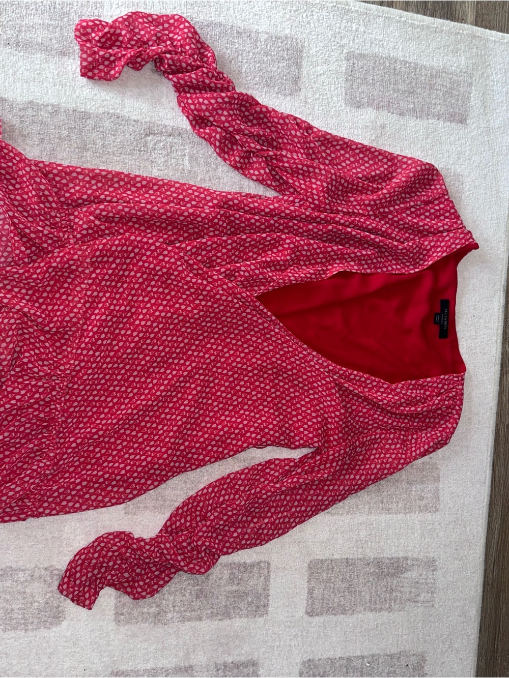 AllSaints Pink Red Printed Mini Dress